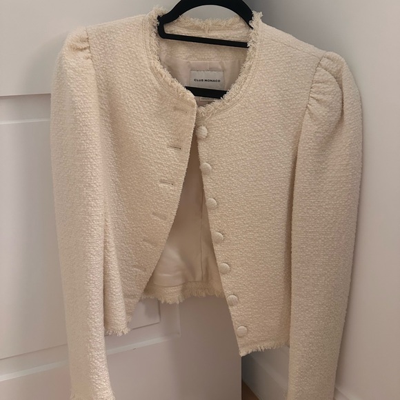 Club Monaco Women's Textured Cream Blazer - Picture 1 of 2